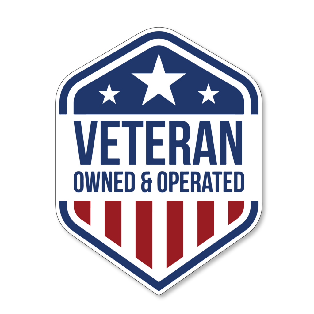 Badge showing that the business is veteran owned and operated.